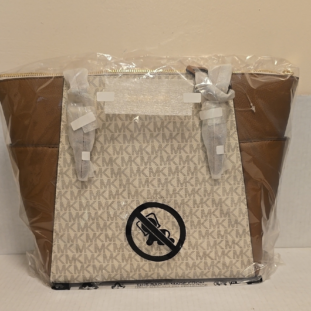 NIP Michael Kors Brown and Cream Tote Bag
